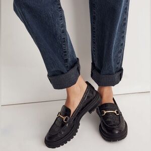 Madewell The Bradley Hardware Lugsole Loafer in Croc Embossed Leather